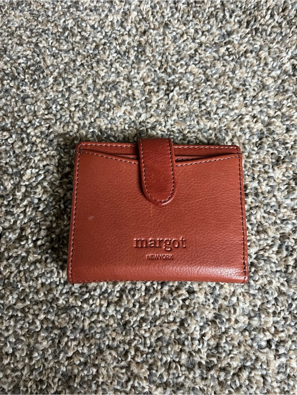margot Burnt Orange Leather Card Case with Snap